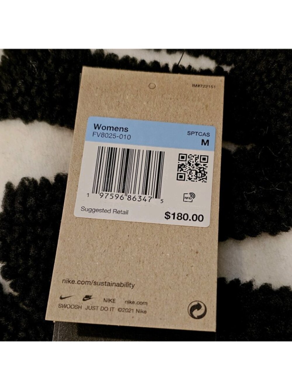 Nike Therma-Fit High Pile Swoosh Jacket Black White FV8025-010 - Women's Size M - Picture 2 of 8
